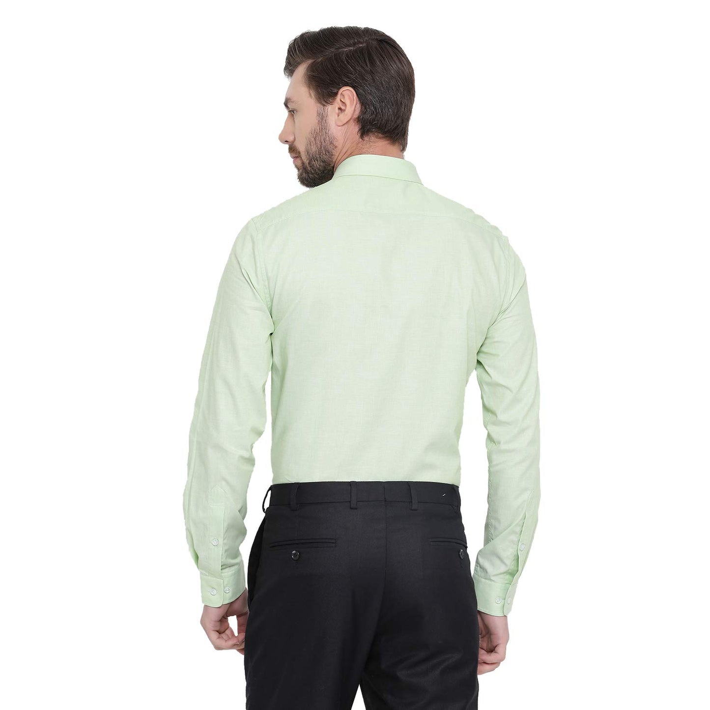 Turtle Men Cotton Light Green Solid Slim Fit Shirts