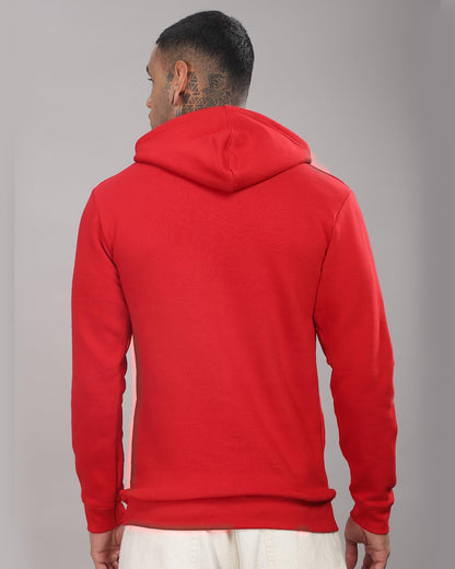 ADRO Men's Cotton Neck Hooded Sweatshirt (H24-M-PLN-RD_Red