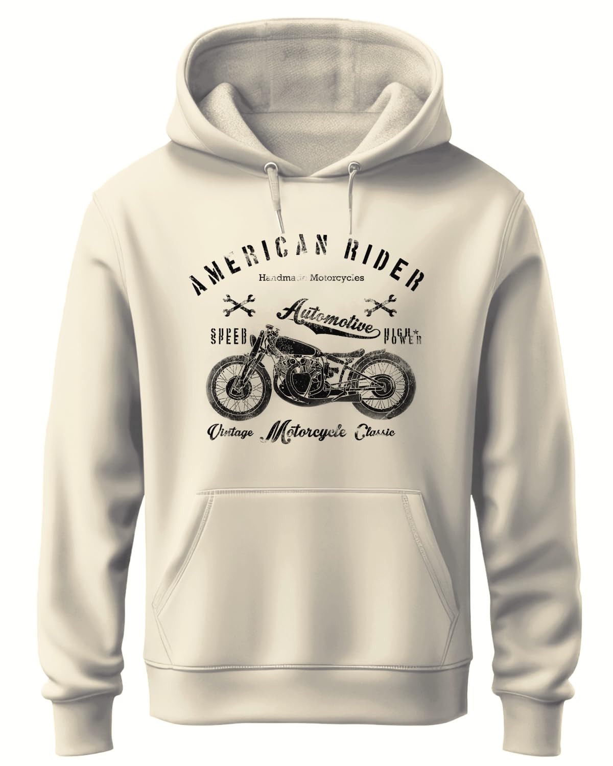 ADRO Mens Cotton Neck Hooded Sweatshirt (H24-AME-WS_White Sand