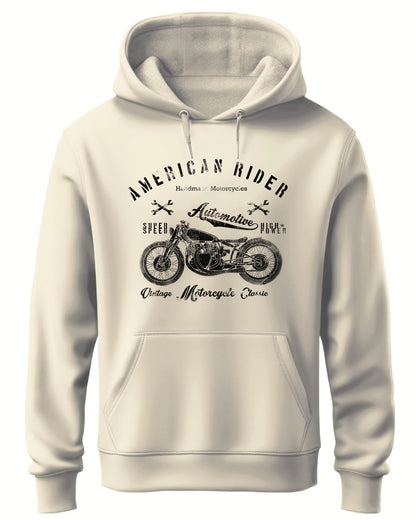 ADRO Mens Cotton Neck Hooded Sweatshirt (H24-AME-WS_White Sand