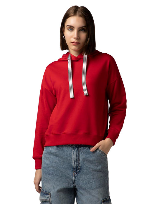 FYLTR Womens Casual Hoodie with Stripe Tape - Rib Hem & Cuff | Drop Shoulder | Casual Winterwear for Women