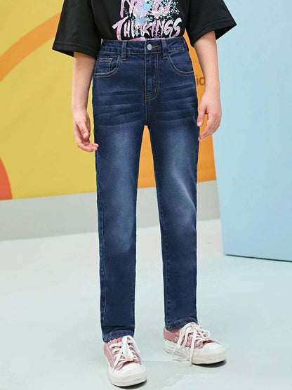 Kotty Boys Straight Fit Cotton Lycra Blend Solid Jeans