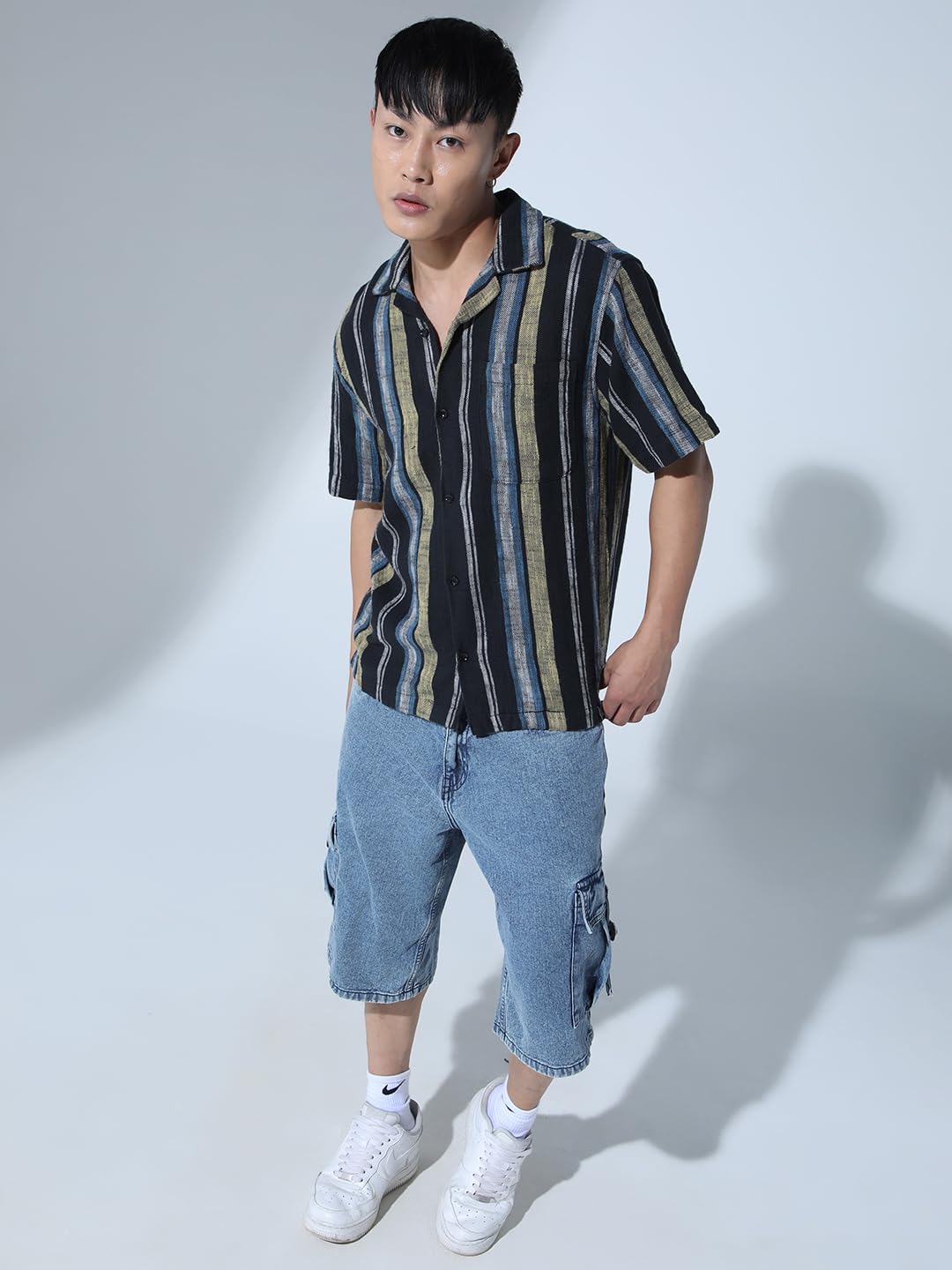 Hubberholme Men Multi Smart Casual Oversized Spread Collar Short Sleeves Shirt