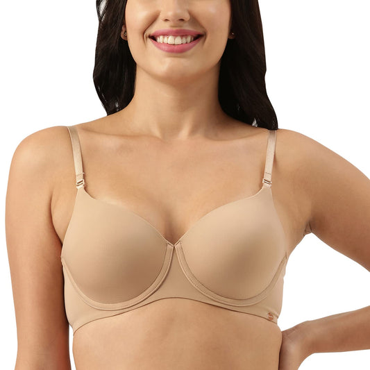 Enamor Womens Nylon Blend Lightly Padded Underwire High Coverage Bra Yellow