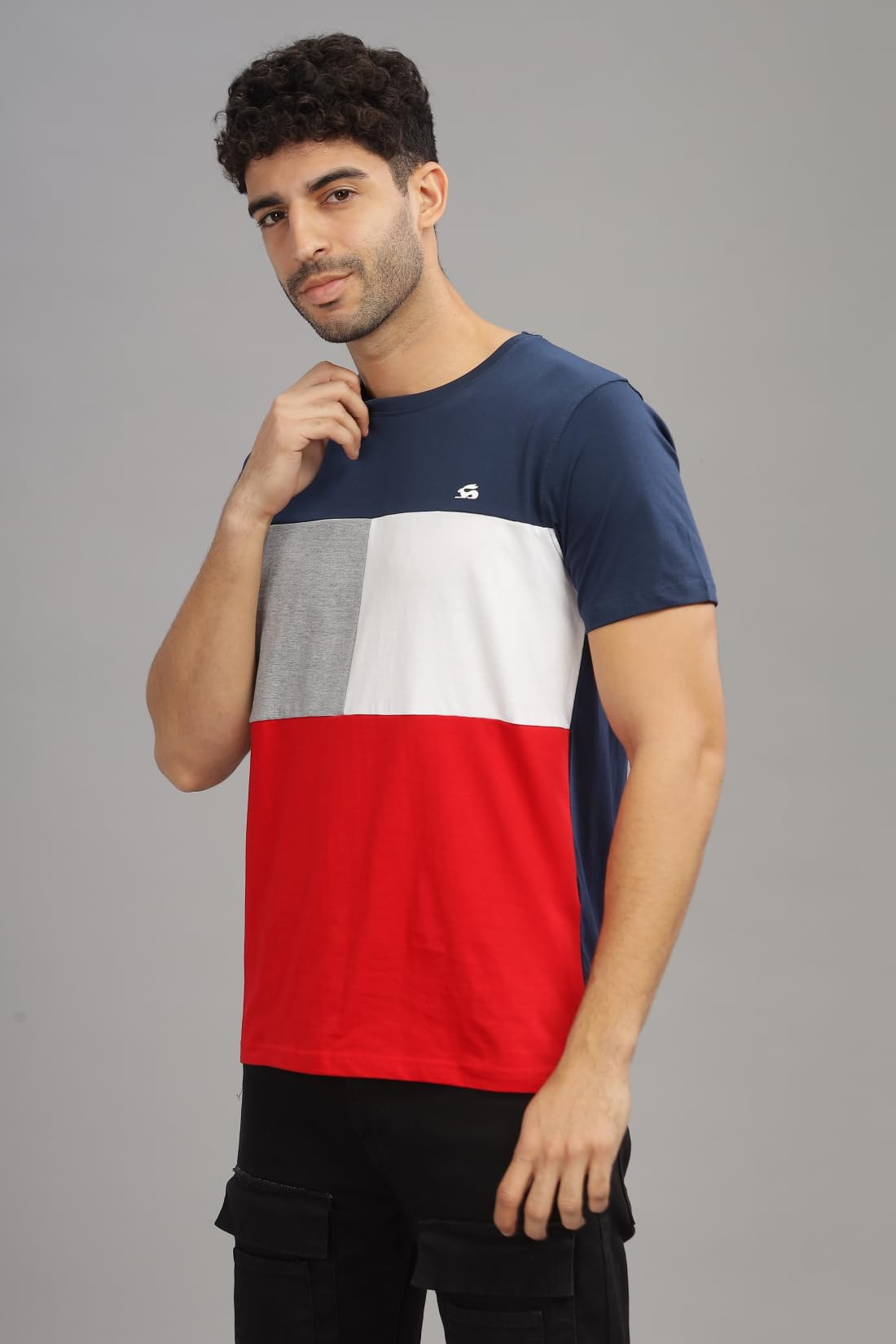 ADRO Tshirt for MenMulti Color T-Shirt for MenCotton T-ShirtMens TshirtRN8-24-NBGRRD