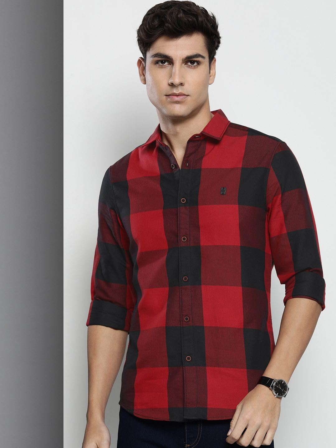 The Indian Garage Co Men Red Regular Fit Checkered Casual Shirt