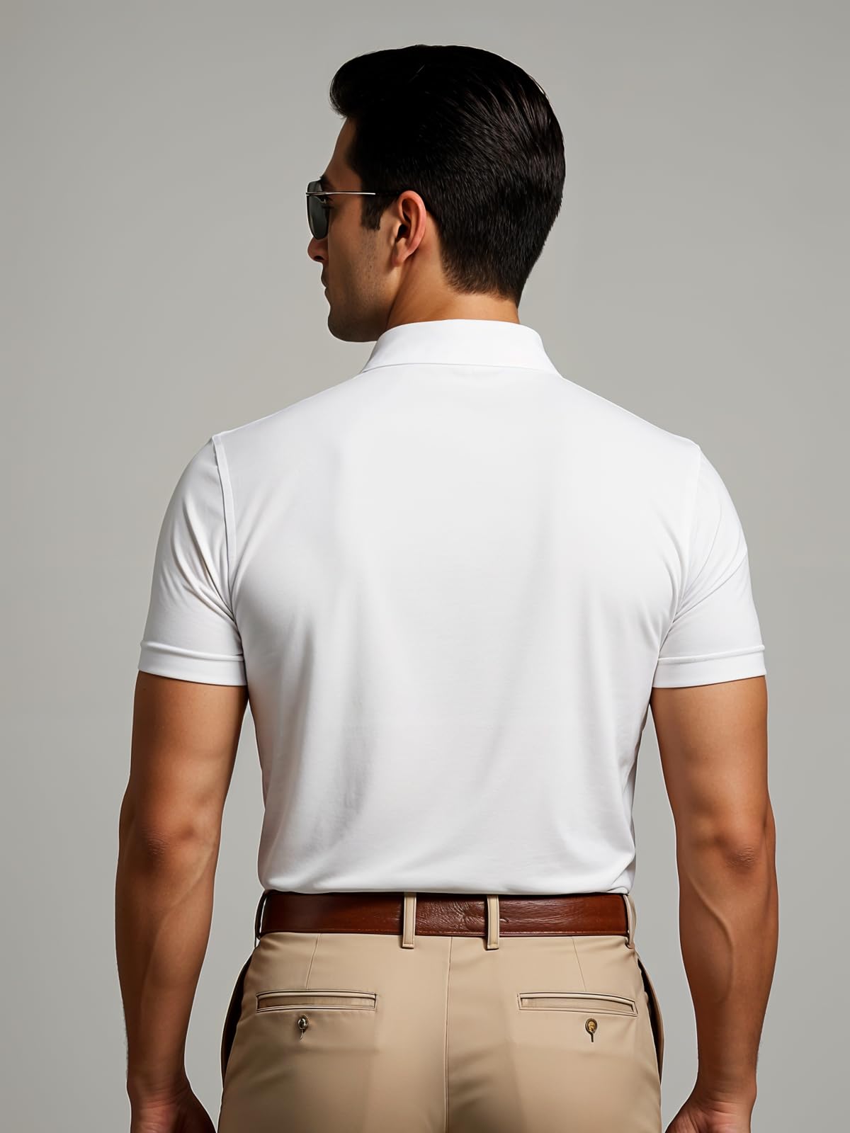 Mens Cotton Printed Polo Tshirt | 220 GSM Interlock Fabric | Slim Fit | Skin-Friendly Ink | Milk White Golf-Inspired Pattern T