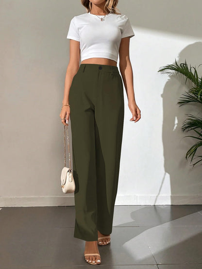 Toochki Trousers for Women | Womens High-Waisted Pant | Trouser | Korean Style | Black | Bottom Wear Pants