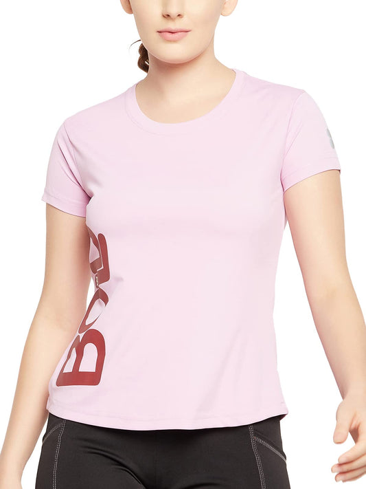 Clovia Womens Comfort Fit Activewear Short Sleeve Sports T-Shirt (AT0160A12_Purple_S)