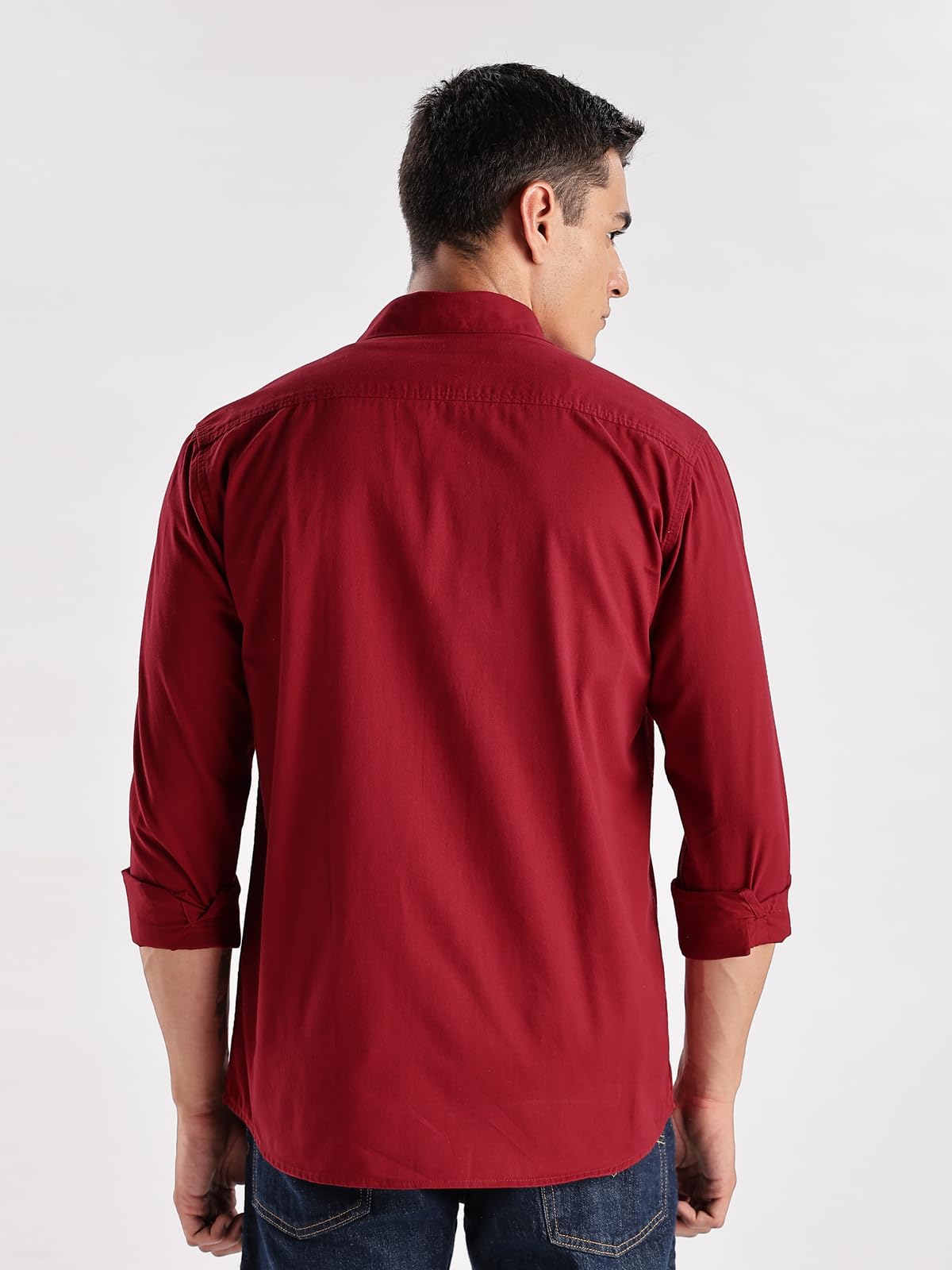 ADRO Cargo Shirts for Men | Double Pocket Mens Casual Shirt | 100% Cotton Plain Shirts | Full Sleeve Shirt | Summer - Regular Fi