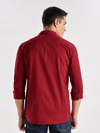 ADRO Cargo Shirts for Men | Double Pocket Mens Casual Shirt | 100% Cotton Plain Shirts | Full Sleeve Shirt | Summer - Regular Fi