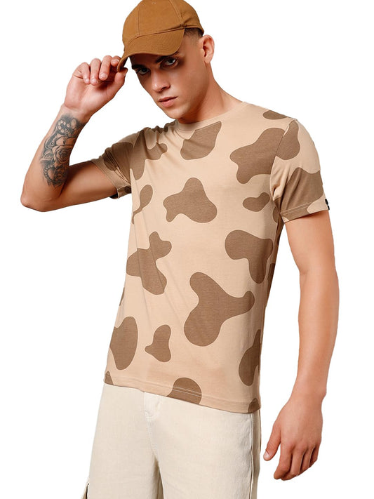 Bewakoof MenS Camouflage Regular Fit T-Shirt_582881_Brown_M