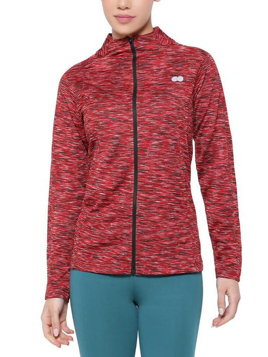 Clovia Womens Comfort-Fit Active Jacket with Melange Effect (AT0171P09_Maroon_S)