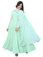 Fashion Basket WomenS Georgette Solid Anarkali Dress Light Green