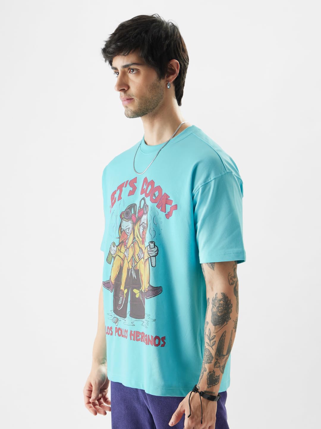 The Souled Store Official Breaking Bad: Lets Cook Oversized T-Shirts Blue