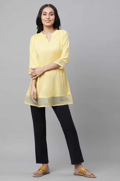 Aurelia Womens Solid A-Line Kurti | V-Neck Kurti for Women | Solid Kurti for Women | Beautiful Regular Fit Kurti for Women Yello