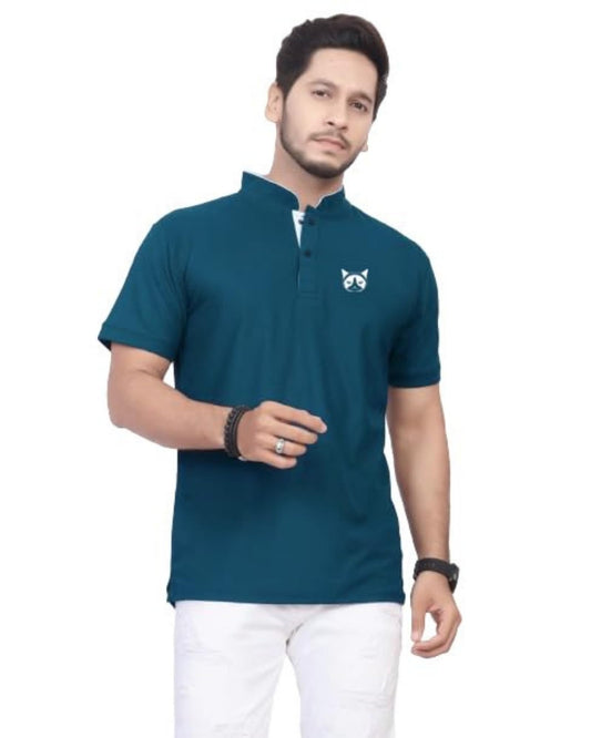 Baghadbillo MenS And BoyS Polyster T-Shirt With Mandarin Collared Neck Half Sleeves Closuer Button And Regular Fit | Polo T Sh