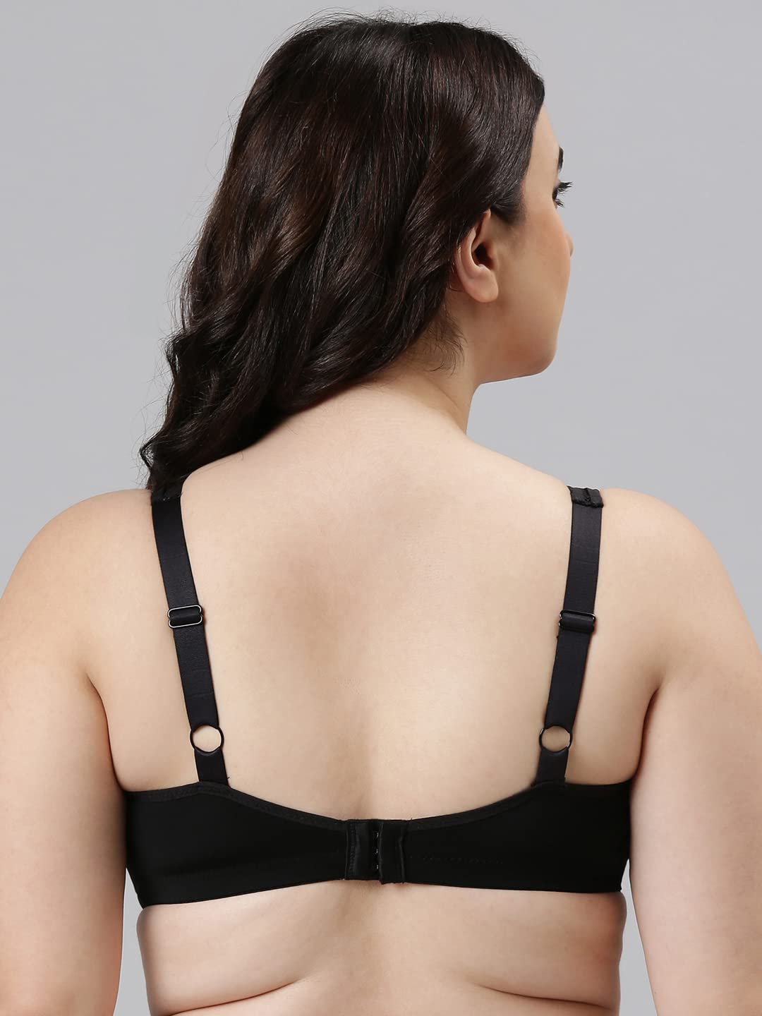 Enamor F024 Plush Comfort Full Support Bra - Non-Padded Wirefree High Coverage - Black