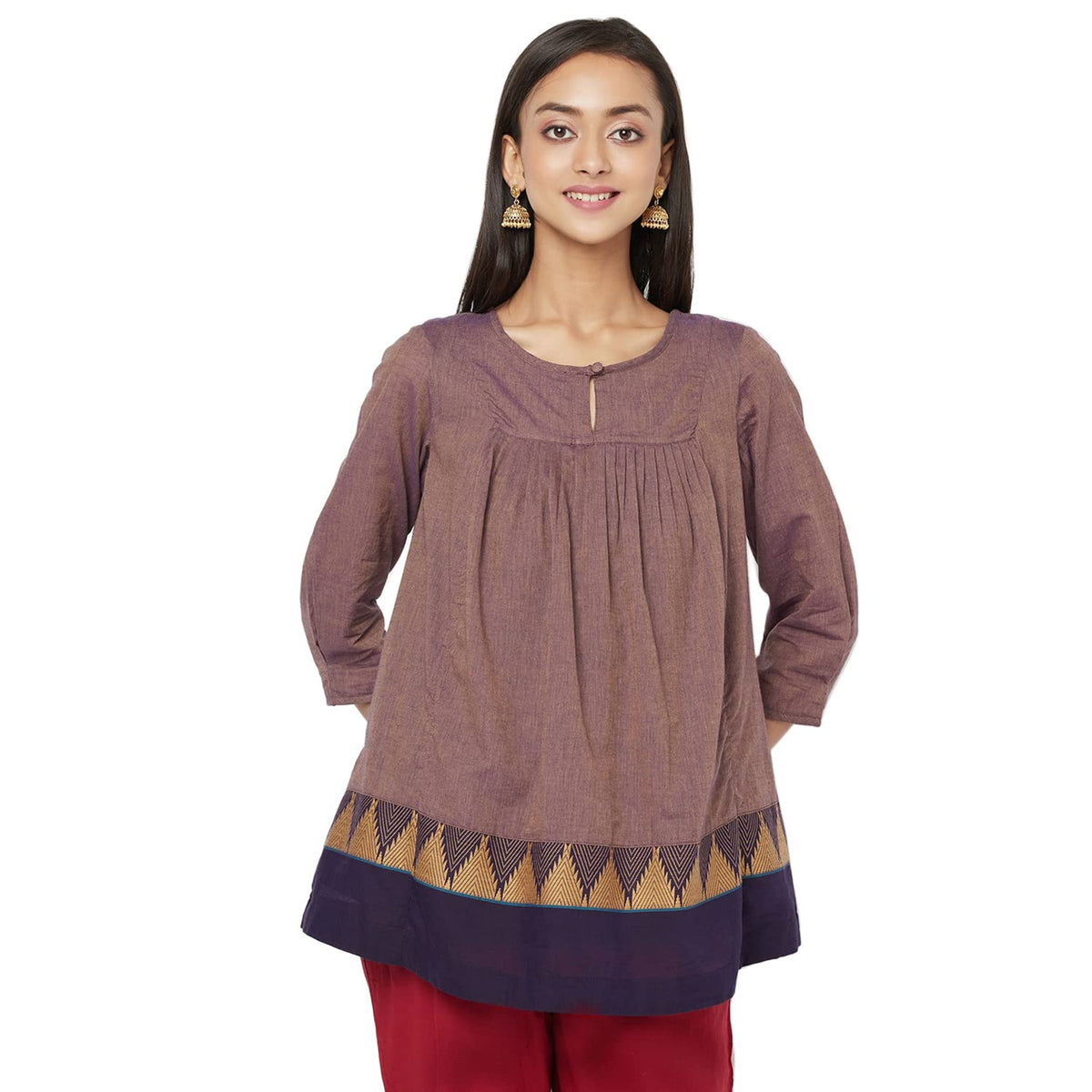 Fabindia WomenS Solids Regular Top_Purple Xs