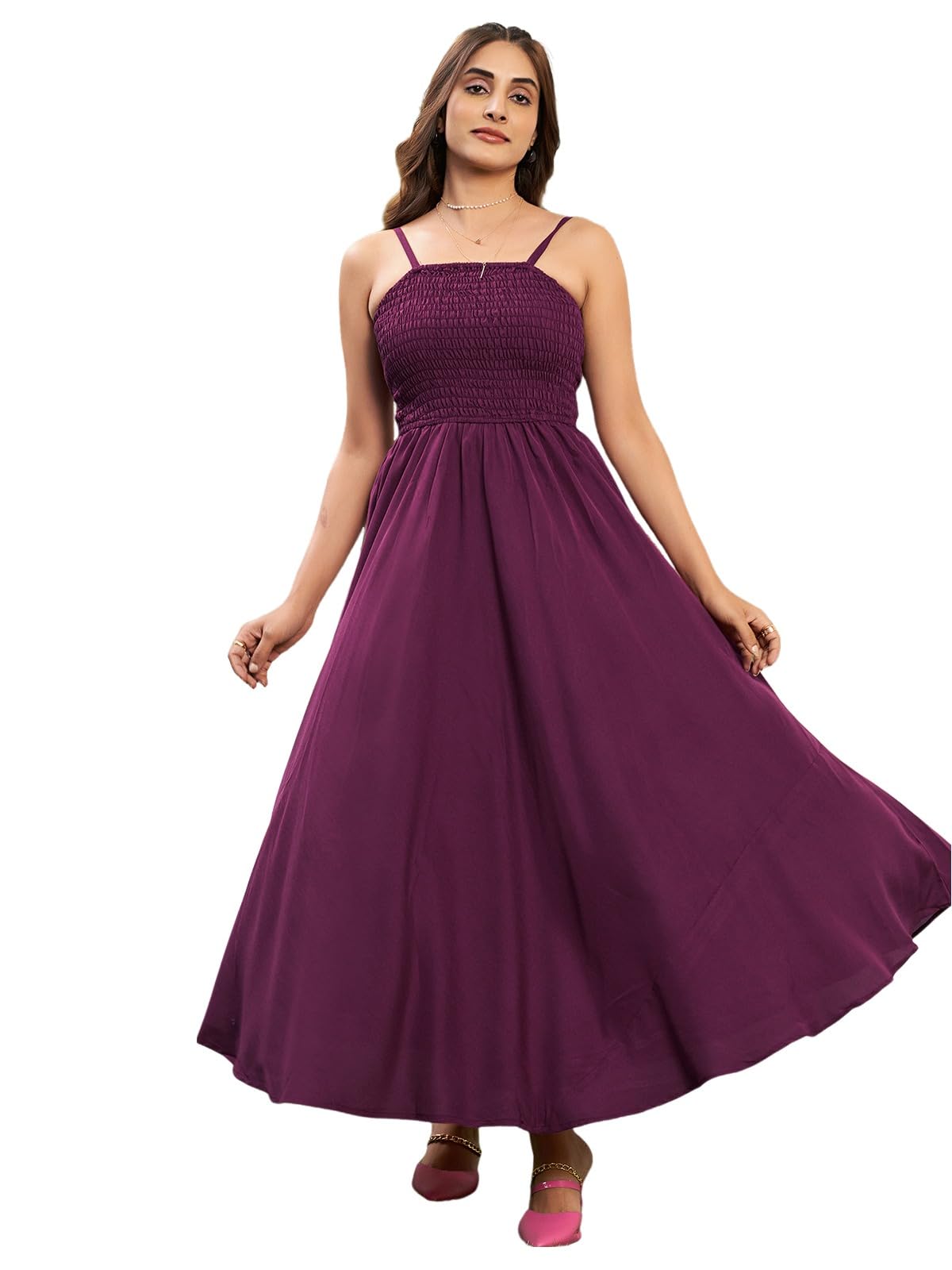 Selvia Western Dress For Women | Smoking Rayon Blend Western Dress For Women | Fit & Flare Dress For Women | One Piece Dress For