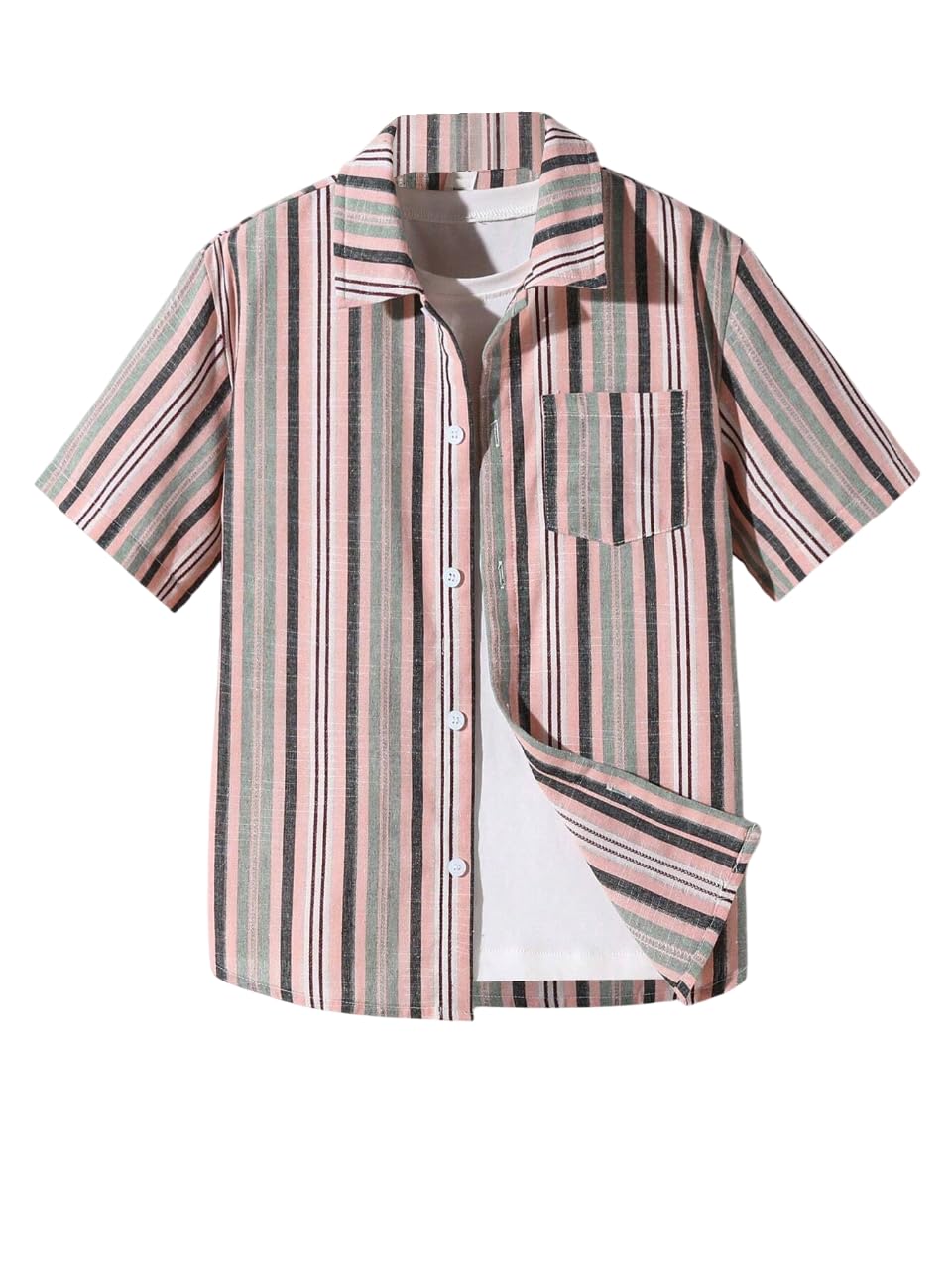 TAGAS Boys Striped Regular Fit Shirt Peach