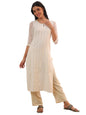 Aurelia Women's Off White Yarn Dyed Cotton Blend Straight Kurta (Size: L)-A15539-704786