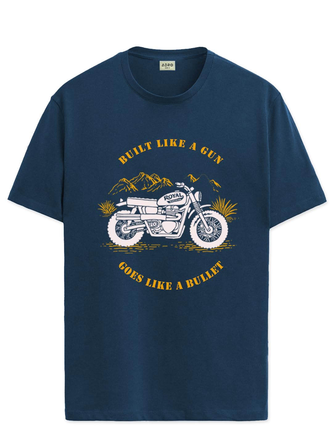 ADRO Men's Royal Bike Design Printed 100% Cotton T-Shirt - Regular Fit, Printed T-Shirts for Men (RN24-RYL-SB_Teal)