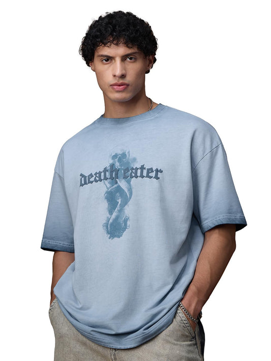 The Souled Store Harry Potter: Morsmordre Men and Boys Short Sleeves Round Neck Graphic Printed Vintage Wash Puff Print Comforta