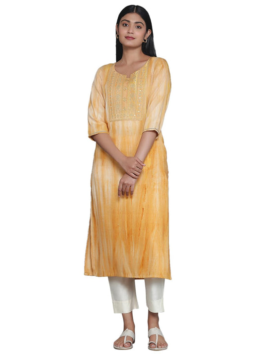 Libas WomenS Cotton Regular Kurta (26818_Yellow