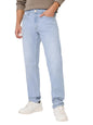 The Souled Store DenimOriginals: Light Wash Blue Men and Boys Buttoned Solid Cotton Blend Slim Fit Jeans