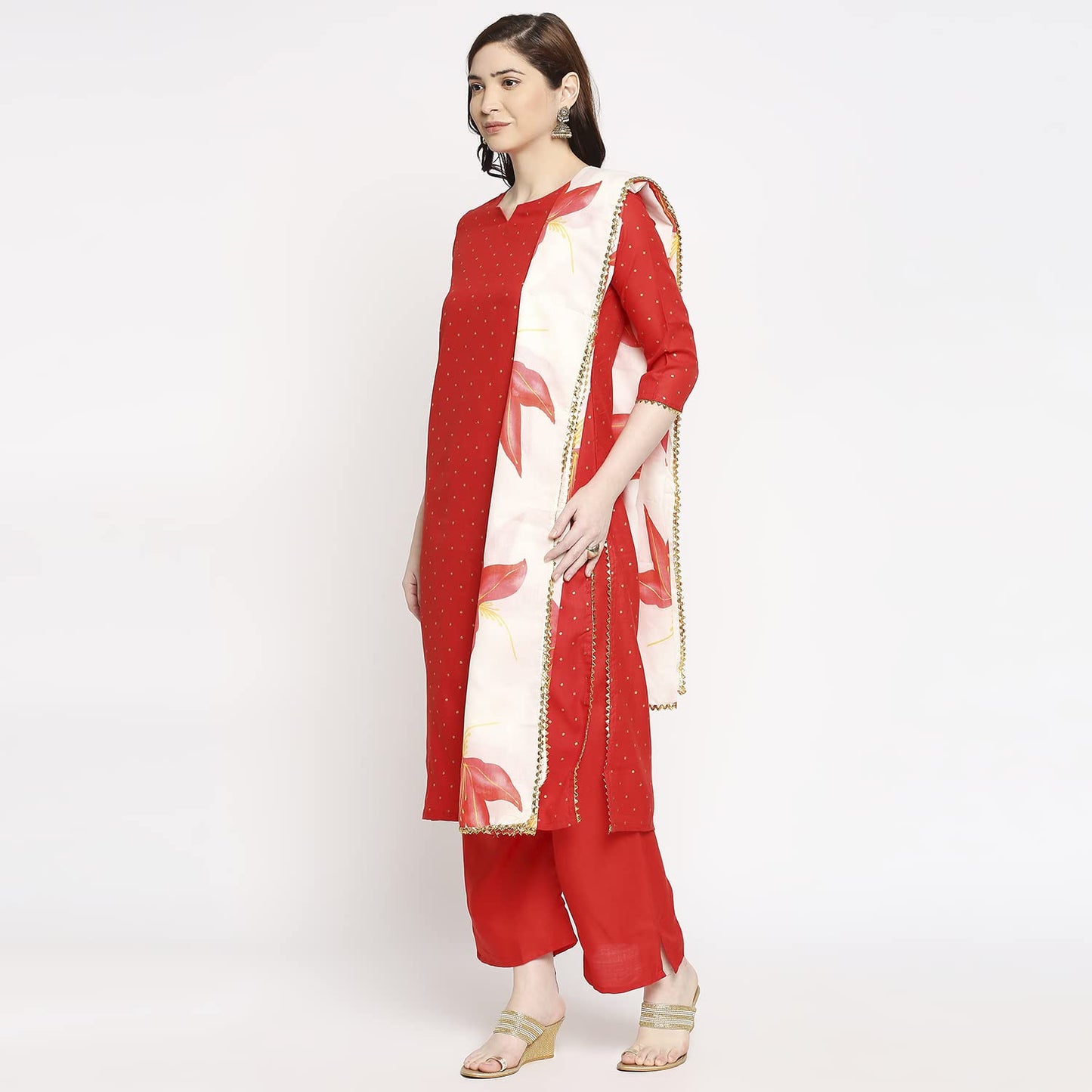 ANNI DESIGNER Women's Rayon Straight Kurta with Pant & Dupatta (Rayon Purple_GSK)