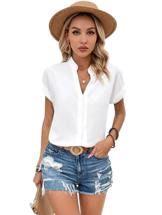 Toochki Top for Women | White Shirt for Women | Rayon Western Top for Women | Short Top for Women | Shirts for Women | Rayon Top
