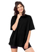 SHODOX Bio-Washed Anti Bacterial 100% Pure Cotton Womens Oversized Solid T-Shirt | Cozy Soft, Less Wrinkles Loose Fit, Drop Shou