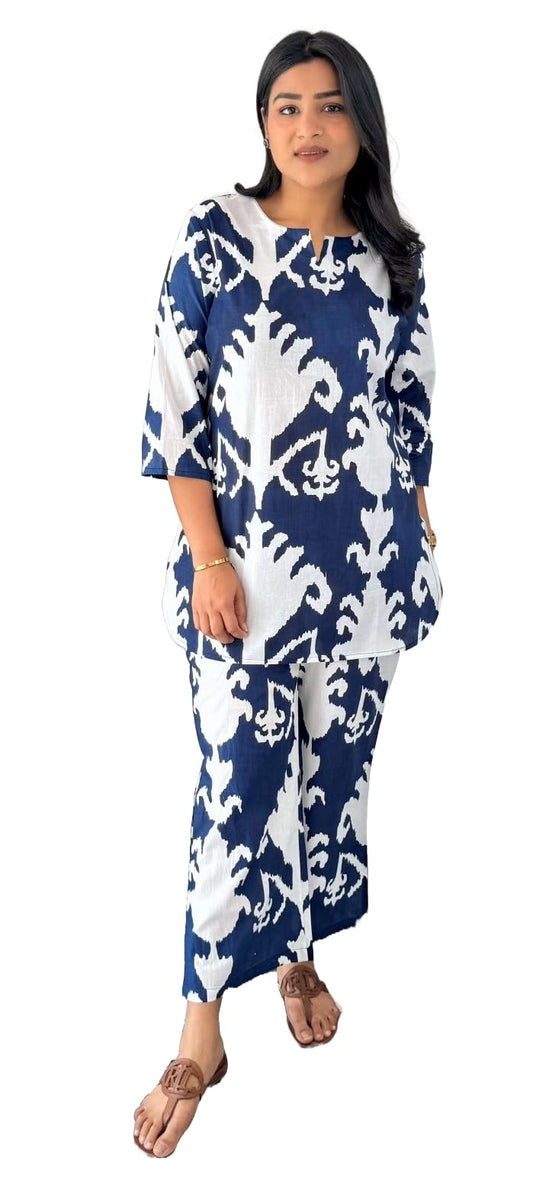 Nermosa Printed Straight Kurta Set for Women | Kurta Pant Set Office Wear | Co-ord Set |