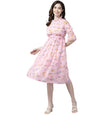 Aarika Women'S Georgette Fit And Flare Knee-Length Dress (Md-W-2742_Pink