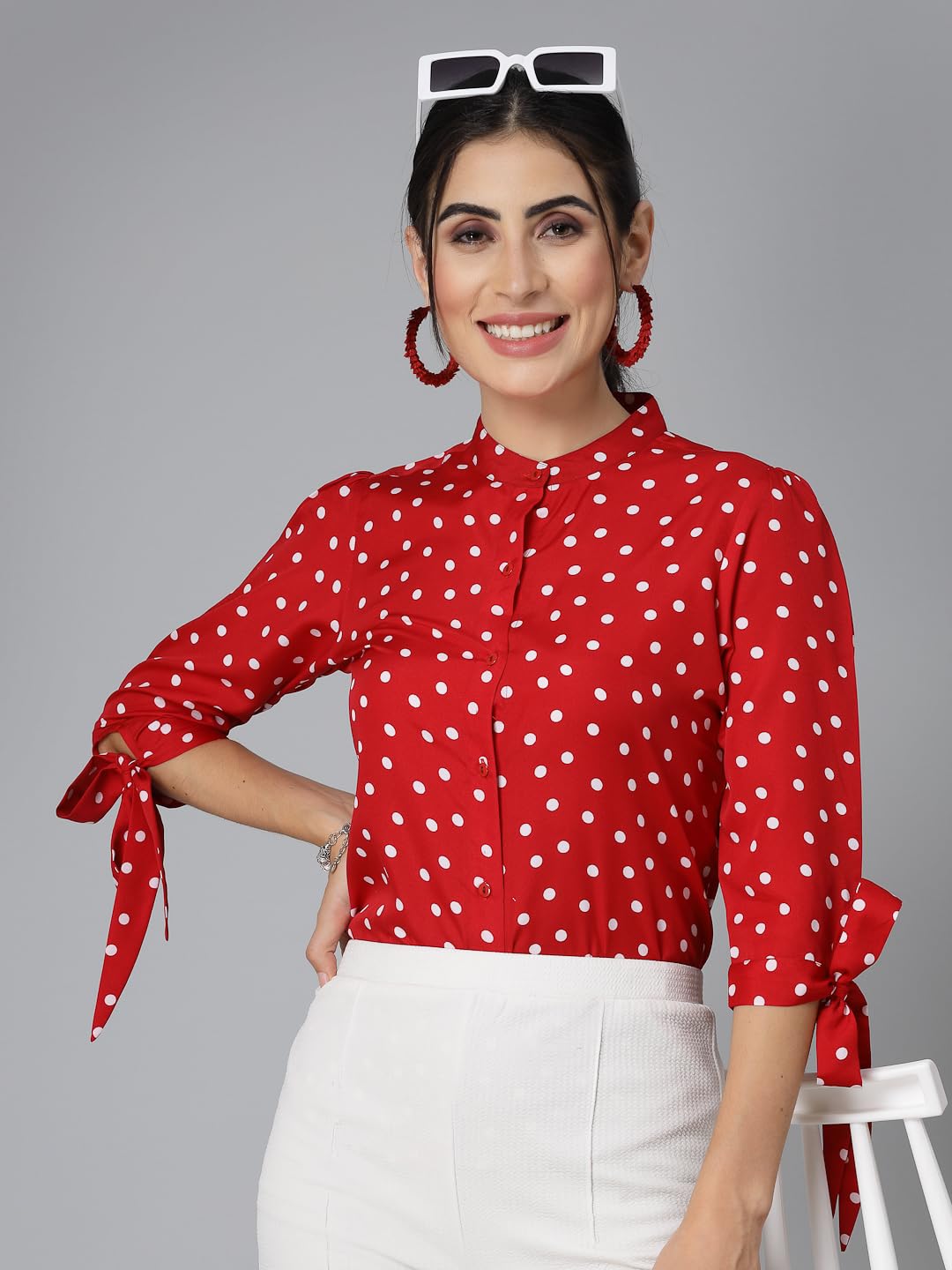Style Quotient Women Smart Casual Polka Printed Shirt