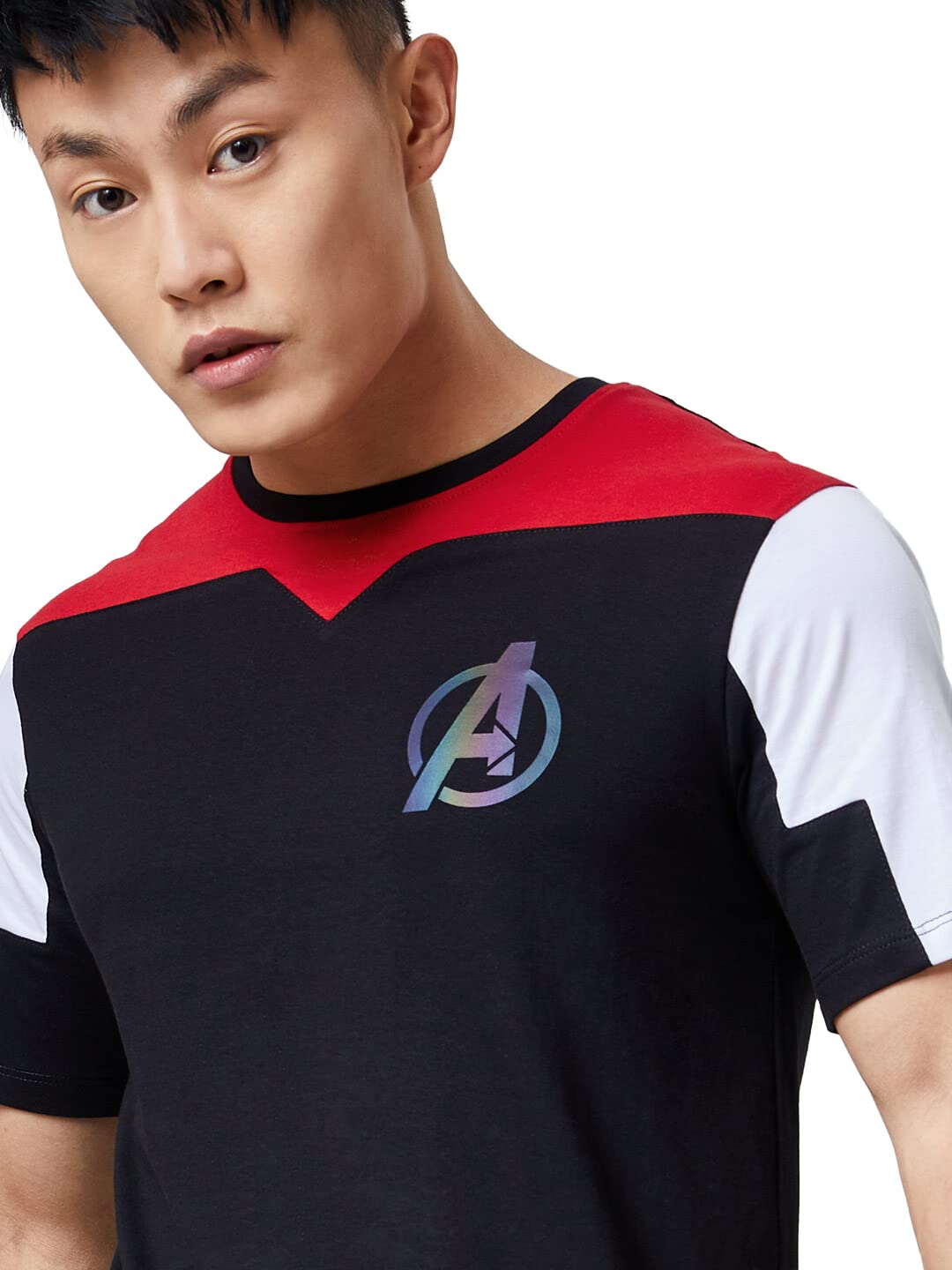 The Souled Store Men Official Avengers: Logo Multicolored Printed Drop Cut T-Shirts