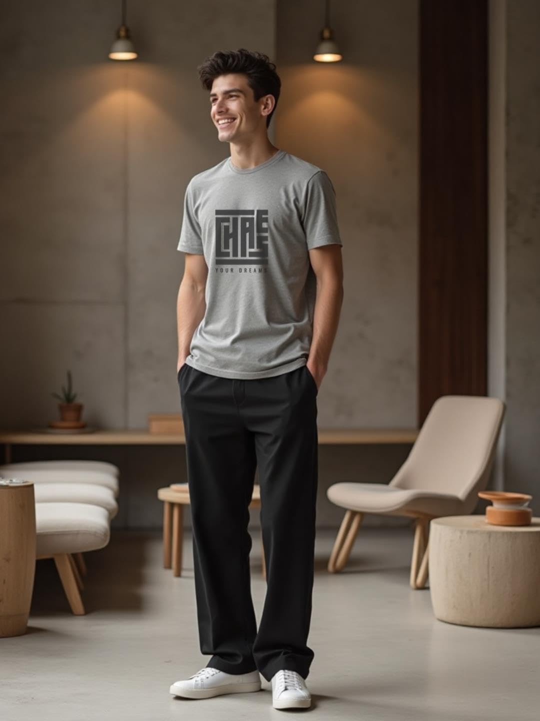 Nobero MenS Graphic Printed Cotton T-Shirt Grey