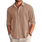 Deelmo MenS Button Down Dress Shirts Textured Long Sleeve Casual Hawaiian Beach Shirt