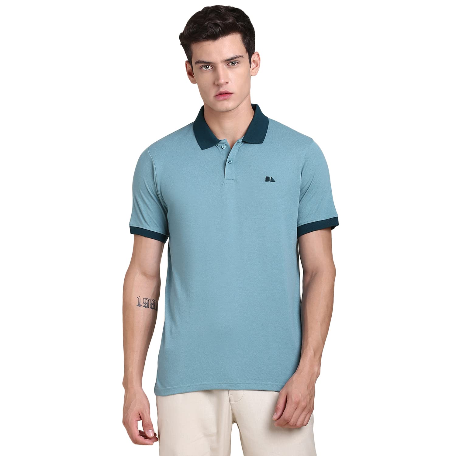 Dennis Lingo Mens Slim Fit Sea Green Polo T-Shirt