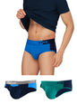XYXX Mens Underwear Dualist IntelliSoft Antimicrobial Micro Modal Brief Pack of 3 (Brilliant Blue & Black Iris ; Navigate & Bla