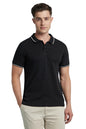 Dennis Lingo Men Cotton Poly Regular Fit Solid Textured T-Shirts Black