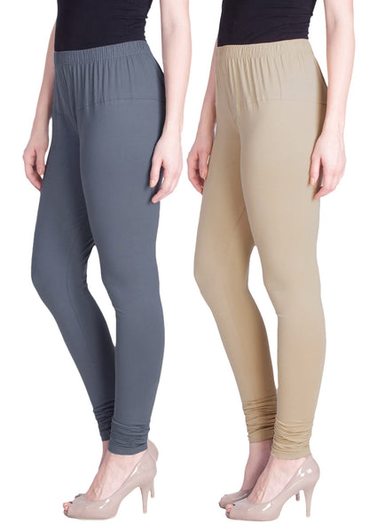 Lyra Cotton Premium Churidar Leggings For Women (Pack Of 2)