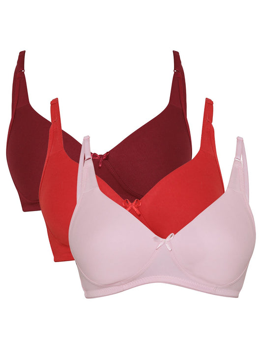 Clovia Womens Pack of 3 Full Coverage Non Padded Wirefree Full Cup Bra (COMBRC140_Multi-Coloured_36B)