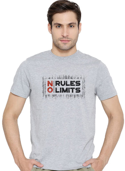 ADRO No Rules No Limits Mens Printed T-Shirt (RNR-M-LIM-GR_Grey)