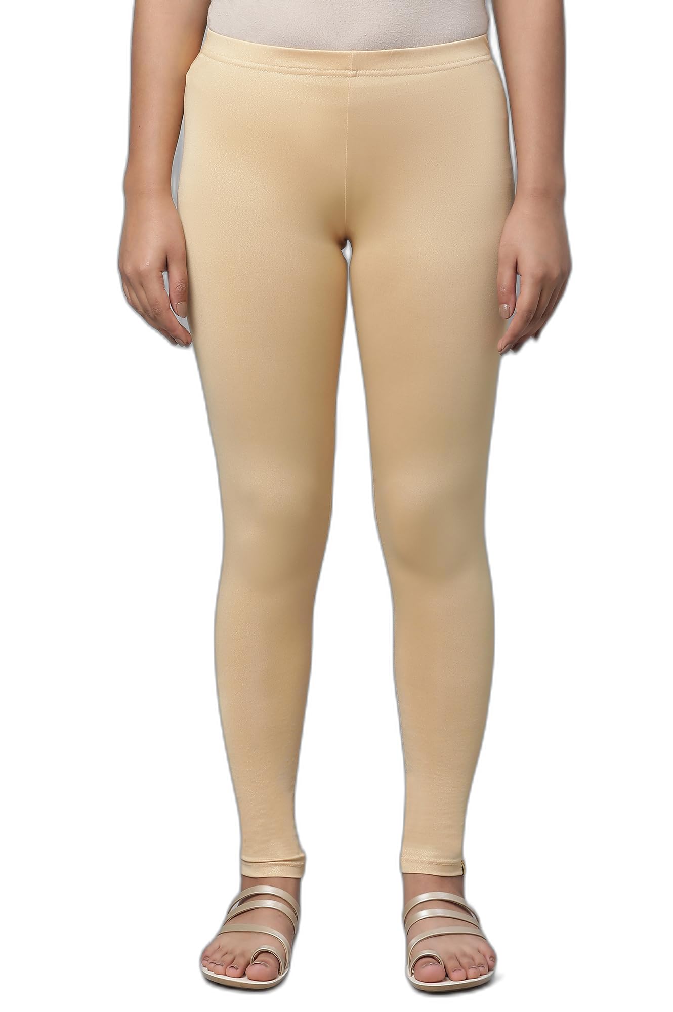 Aurelia Women Poly Lycra Gold Solid Skinny Fit Tight_24CRA60261N_S