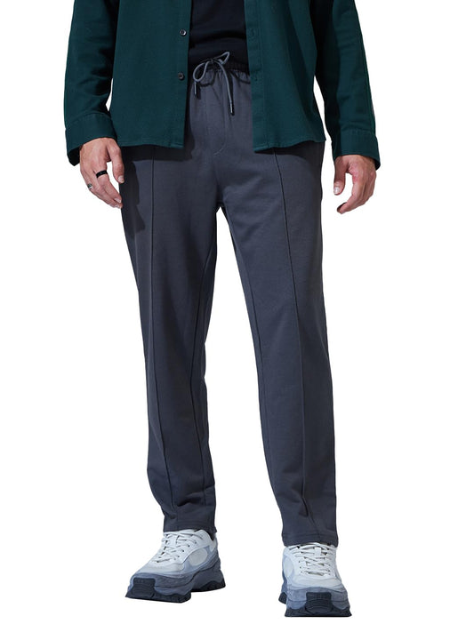 Bewakoof MenS Solid Regular Fit Track Pant_580417_Grey_S
