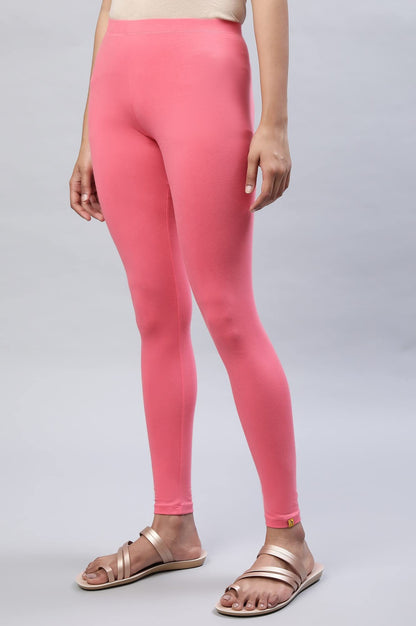 Aurelia Womens Pink Solid Cotton Blend Leggings