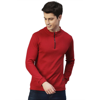 Rigo Men Maroon Henley Neck Full Sleeves Waffle Knit T-Shirt