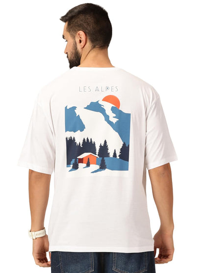 Thomas Scott Mens Oversized Fit T-Shirt (TSKOversized_White Les Alpes